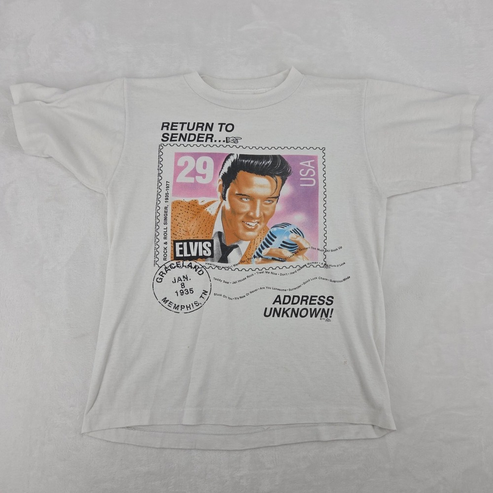 VTG 1992 Elvis Presley Stamp Return to Sender Shirt Sz Med Single Stitch WORN